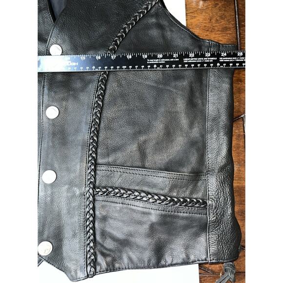 Vintage Vance Leather Motorcycle Vest Buffalo Buttons Harley Eagle Patch Men‎ 54 - Picture 8 of 11